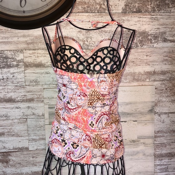 Victoria's Secret Bikini swim suit Colorful print no bottoms long top size 32C​​ - Picture 10 of 10